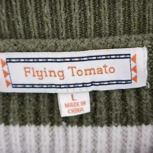 Flying Tomato Striped Stretched Cropped Pullover Sweater Women's L - Picture 6 of 9